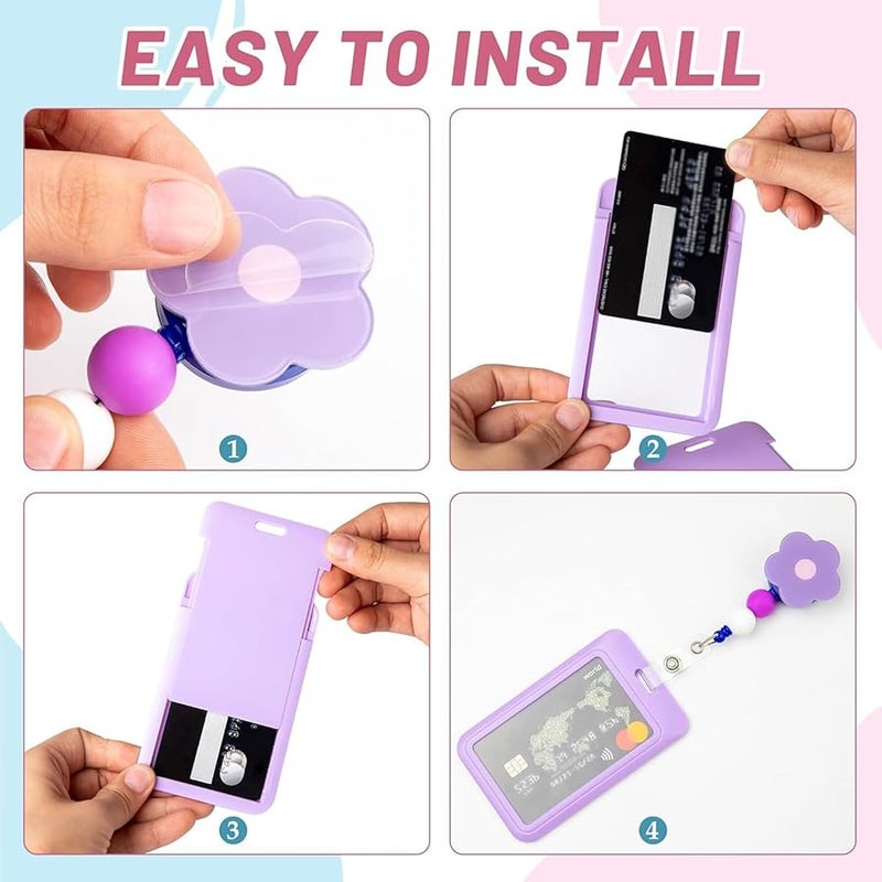 Blue Retractable ID Card Holder Water Repellent ABS Sliding Lid for Office School Travel - Image 5